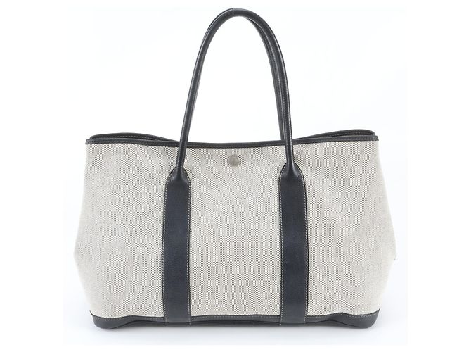 Hermès Hermes Garden Party PM Leder Tote Bag Schwarz Beige - Ansicht 3