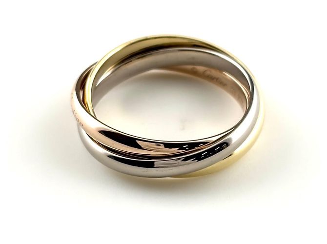 Anello Cartier Trinity in oro bianco rosa e giallo - vista 3