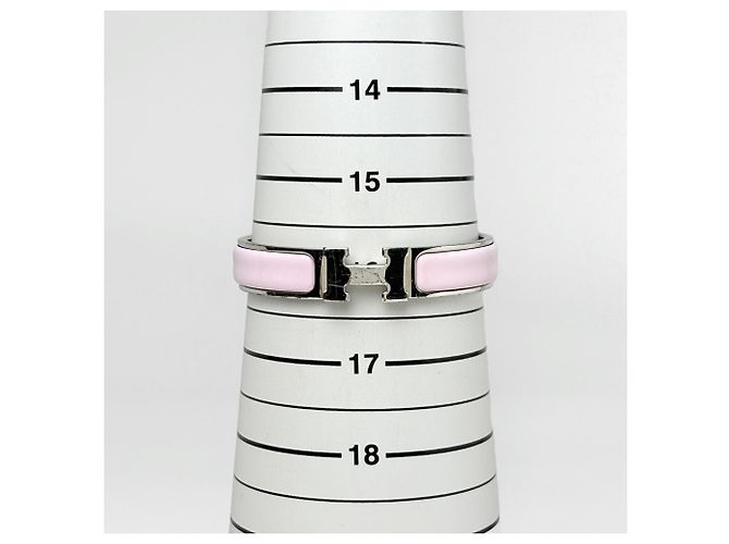 Hermès Hermes Clic H Emaille Armreif Silber Pink - Ansicht 5