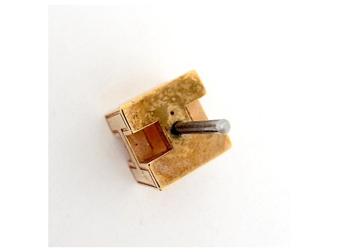 Hermès Hermes Cage d'H H-Cube Ohrstecker Schwarz Golden - Ansicht 4