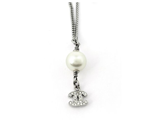 Collar Chanel de strass plateado Plata - vista 2