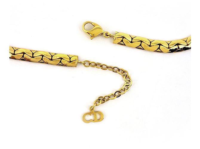 Collana girocollo Christian Dior placcata oro con strass D'oro - vista 3