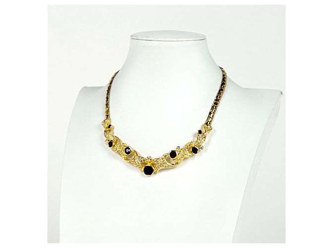 Collana girocollo Christian Dior placcata oro con strass D'oro - vista 6