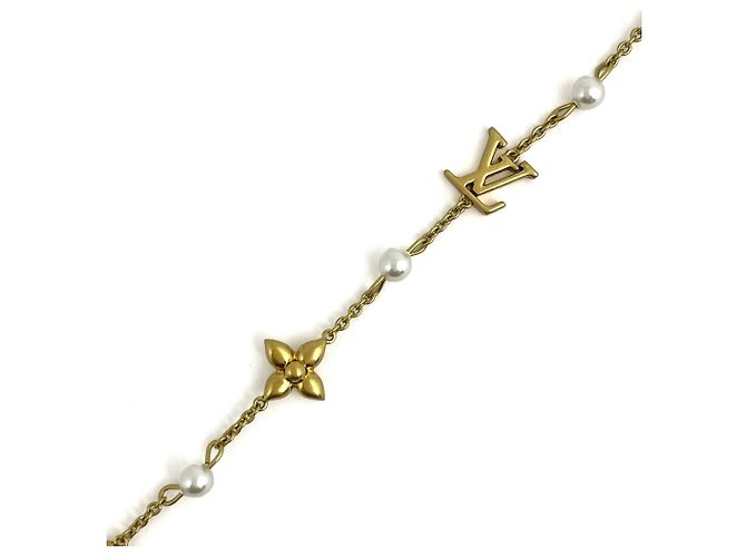 Collana in perle sintetiche e oro Louis Vuitton Louisa GP D'oro - vista 2