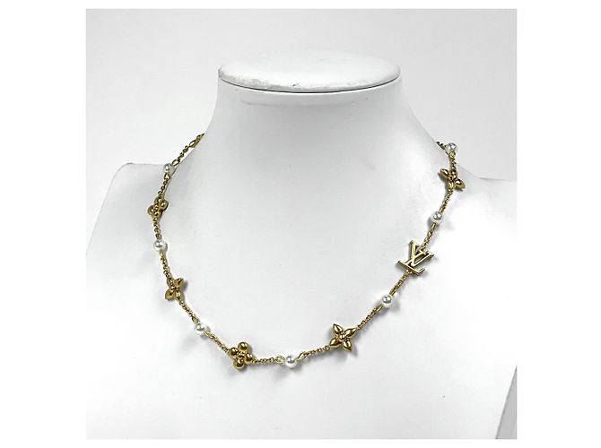 Collana in perle sintetiche e oro Louis Vuitton Louisa GP D'oro - vista 4