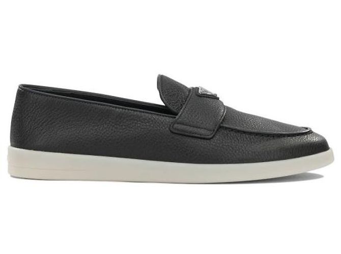 Prada Mocassino in pelle con logo triangolare Nero - vista 3
