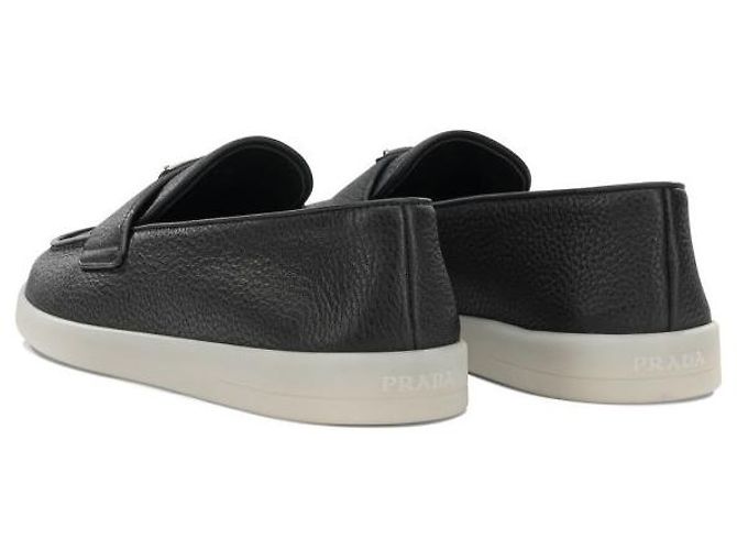Prada Mocassino in pelle con logo triangolare Nero - vista 6