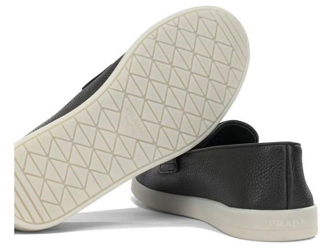 Prada Mocassino in pelle con logo triangolare Nero - vista 7
