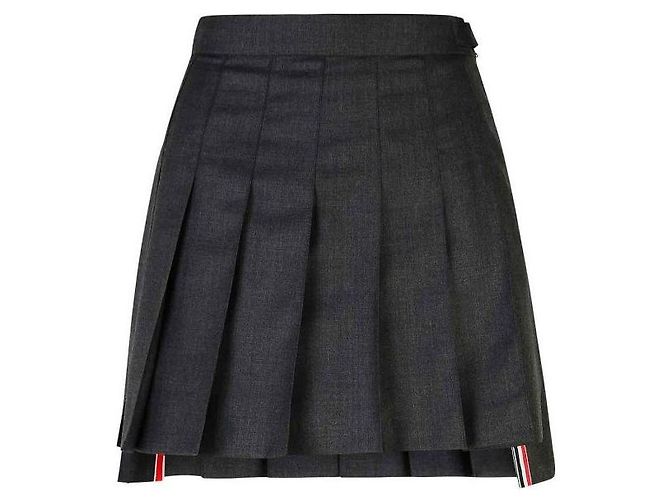 Thom Browne Minifalda plisada de sarga de lana Castaño - vista 3