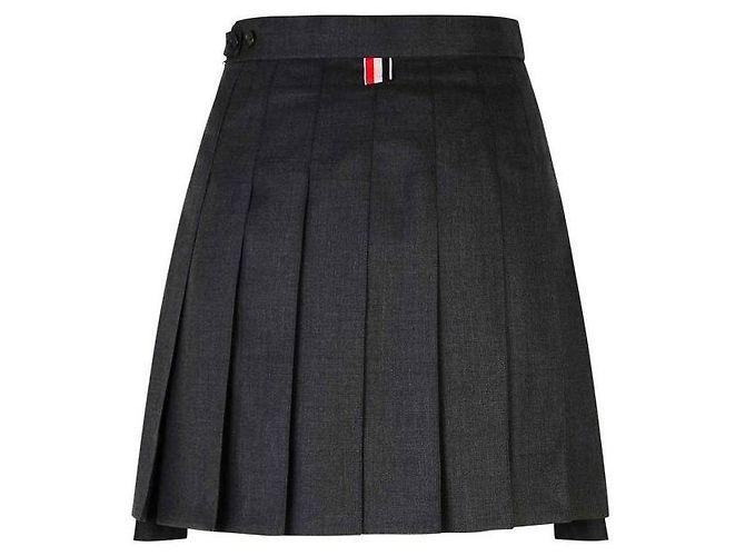 Thom Browne Minifalda plisada de sarga de lana Castaño - vista 4