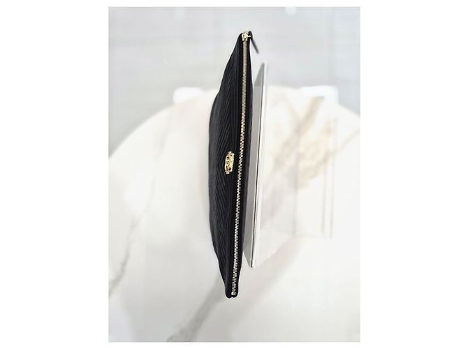Chanel Pouch Clutch Boy Chevron Gold Large Pouch Series Nero - vista 11