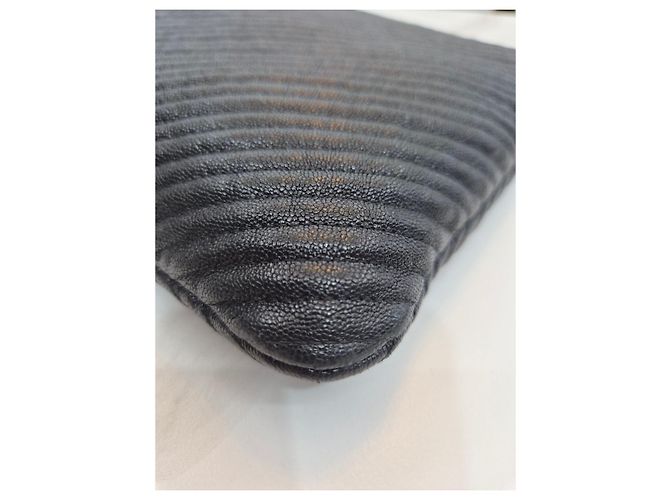 Chanel Pouch Clutch Boy Chevron Gold Large Pouch Series Nero - vista 17