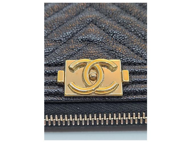 Chanel Pouch Clutch Boy Chevron Gold Large Pouch Series Nero - vista 20