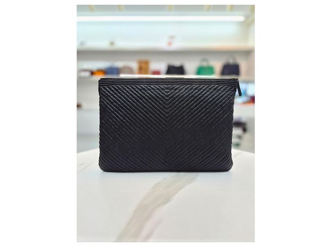 Chanel Pouch Clutch Boy Chevron Gold Large Pouch Series Nero - vista 6