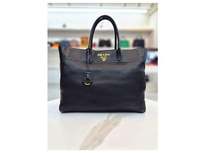Prada Borsa tote e a tracolla Vitele Dino Red Nero - vista 10