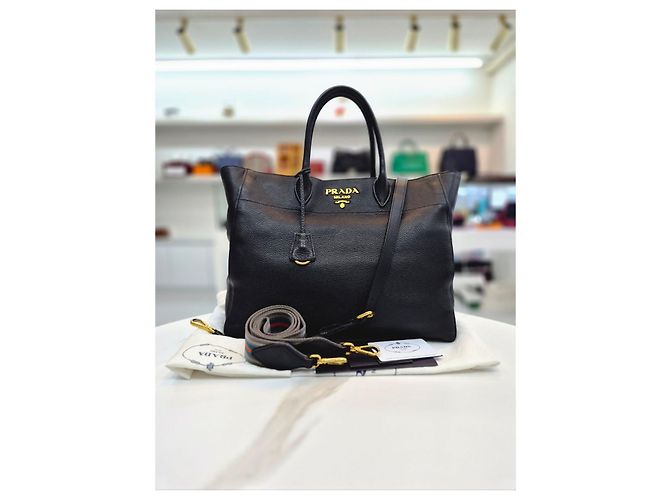 Prada Borsa tote e a tracolla Vitele Dino Red Nero - vista 2