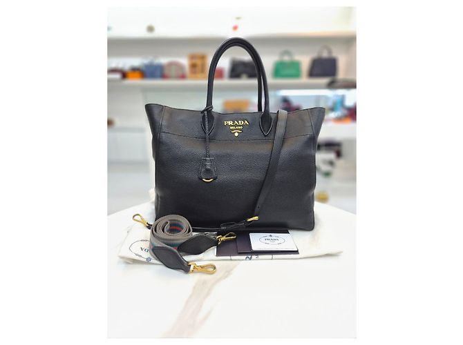 Prada Borsa tote e a tracolla Vitele Dino Red Nero - vista 9