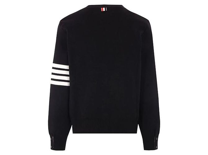 Thom Browne V-Ausschnitt-Cardigan aus Baumwolle in Milano-Stich Schwarz - Ansicht 4