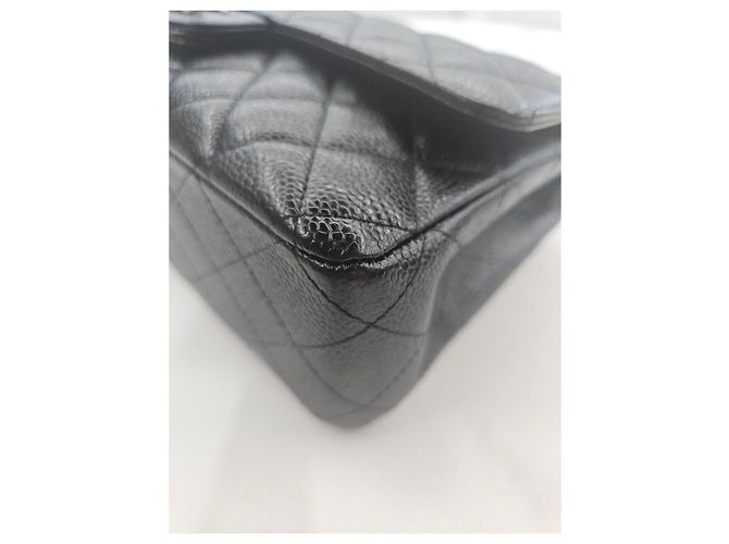 Chanel Serie di borse a tracolla Medium Silver in pelle caviar classica Nero - vista 18