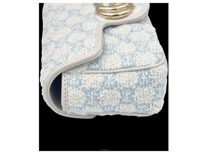 Gucci Mini borsa a tracolla GG Marmont in tweed Blu - vista 3