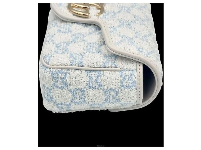 Gucci Mini borsa a tracolla GG Marmont in tweed Blu - vista 4