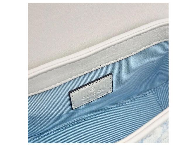 Gucci Mini borsa a tracolla GG Marmont in tweed Blu - vista 6
