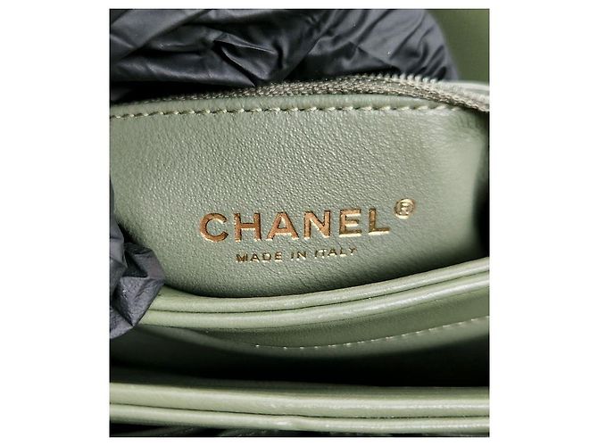 Chanel Kleine Trendy CC Top Handle Tote Bag aus grünem Lammleder - Ansicht 12