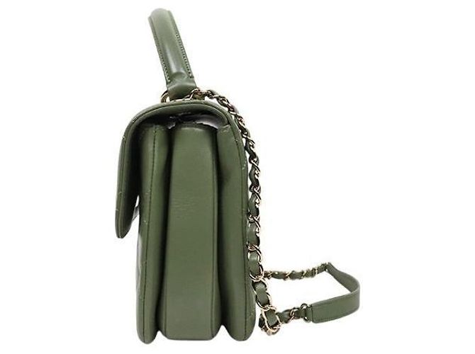 Chanel Kleine Trendy CC Top Handle Tote Bag aus grünem Lammleder - Ansicht 2