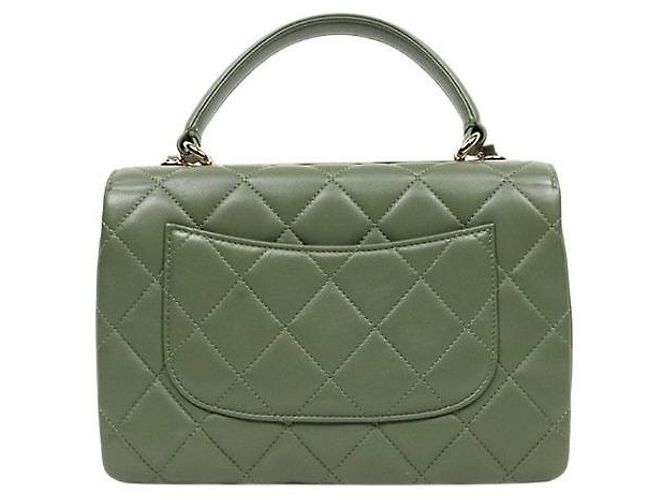 Chanel Kleine Trendy CC Top Handle Tote Bag aus grünem Lammleder - Ansicht 3