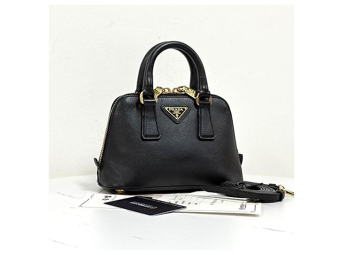 Prada Mini borsa tote a tracolla in Saffiano nera Nero - vista 4