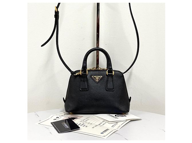 Prada Mini borsa tote a tracolla in Saffiano nera Nero - vista 6