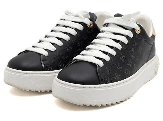 Louis Vuitton Sneakers Timeout da donna in tela Monogram nera Nero - vista 3