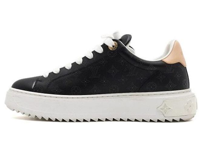 Louis Vuitton Sneakers Timeout da donna in tela Monogram nera Nero - vista 4