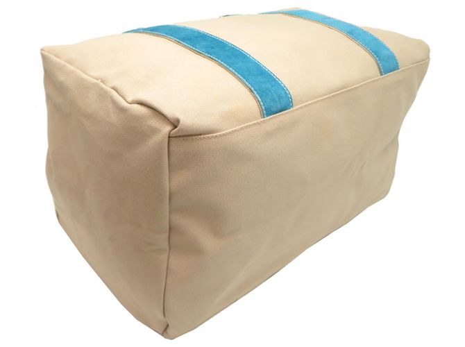 Borsa Tote Prada Canapa Shopping da donna Blu Beige - vista 3