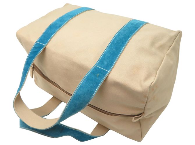 Borsa Tote Prada Canapa Shopping da donna Blu Beige - vista 4