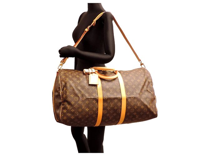 Louis Vuitton Keepall Bandoulière 55 Boston Bag Marrone - vista 9