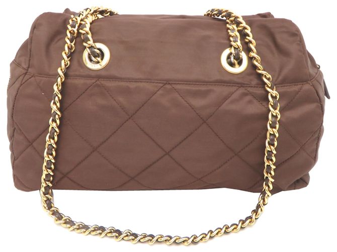 Bolso Tote Prada Acolchado con Cadena Castaño - vista 2