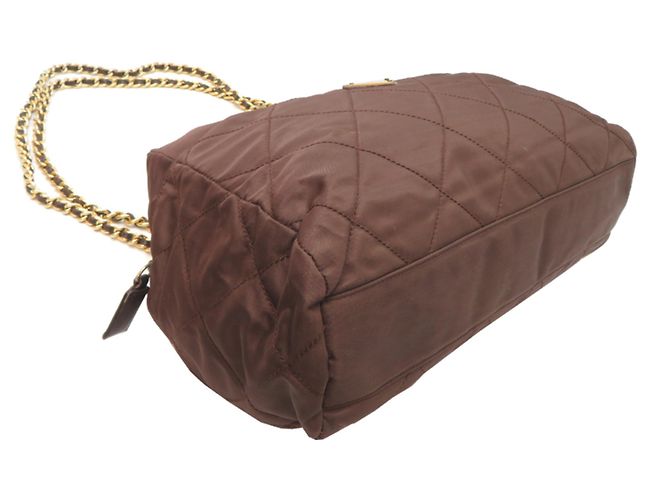 Bolso Tote Prada Acolchado con Cadena Castaño - vista 3