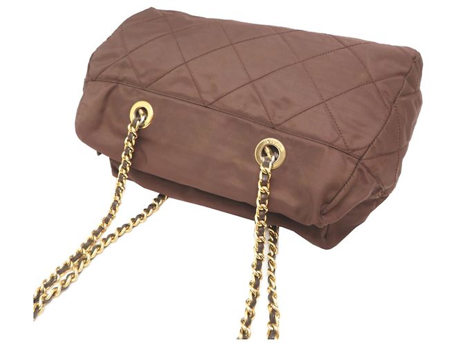 Bolso Tote Prada Acolchado con Cadena Castaño - vista 4