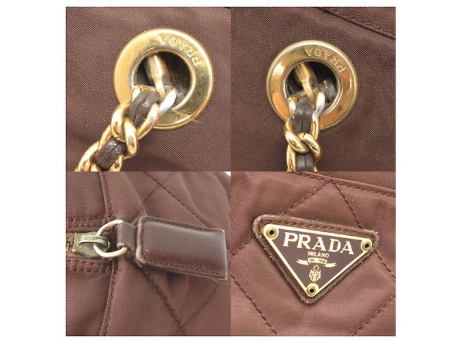 Bolso Tote Prada Acolchado con Cadena Castaño - vista 9