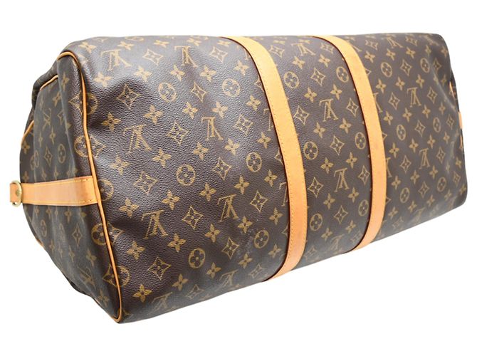 Louis Vuitton Keepall Bandoulière 55 Boston Bag Marrone - vista 3