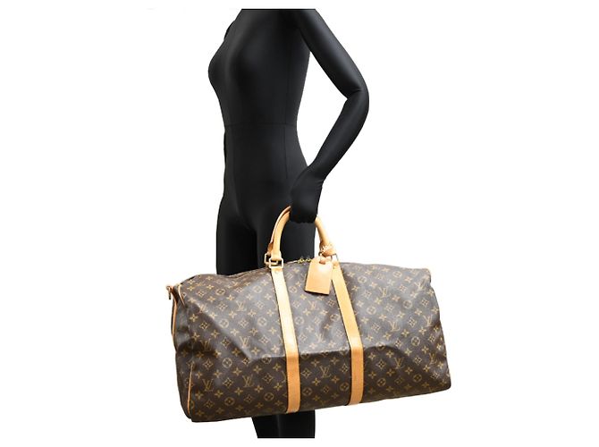 Louis Vuitton Keepall Bandoulière 55 Boston Bag Marrone - vista 8