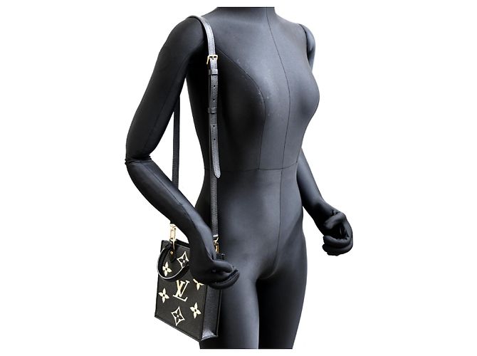 Borsa Louis Vuitton Empreinte Petite Sac Plat Nero Beige - vista 9
