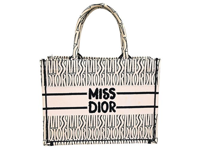 Borsa Book Tote Medium Christian Dior Nero Beige - vista 2