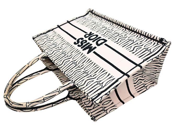 Borsa Book Tote Medium Christian Dior Nero Beige - vista 4