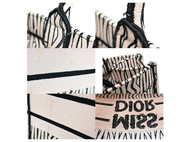 Borsa Book Tote Medium Christian Dior Nero Beige - vista 7