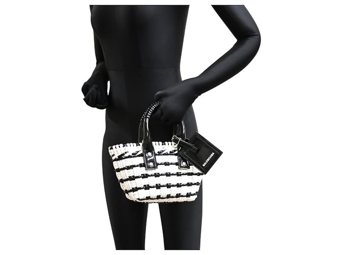 Borsa a mano Balenciaga Bistro XXS da donna Nero Bianco - vista 9