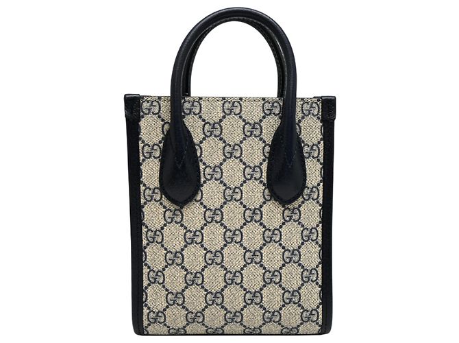 Bolso Mini Tote Gucci Interlocking G Beige Azul marino - vista 2