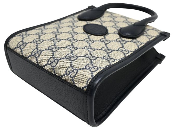Bolso Mini Tote Gucci Interlocking G Beige Azul marino - vista 3
