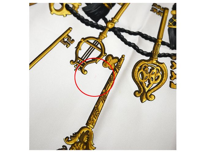 Hermès Foulard Hermes Carre 90 LES CLES da donna Nero Bianco Multicolore D'oro - vista 4